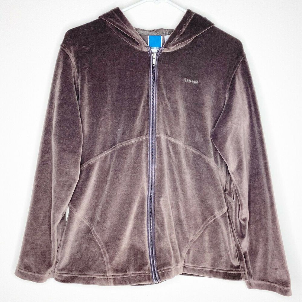 $10 SALE! Reebok Velvet Full Zip Hoodie Athletic Sweatshirt